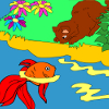 Kid’s coloring: Funny fishing